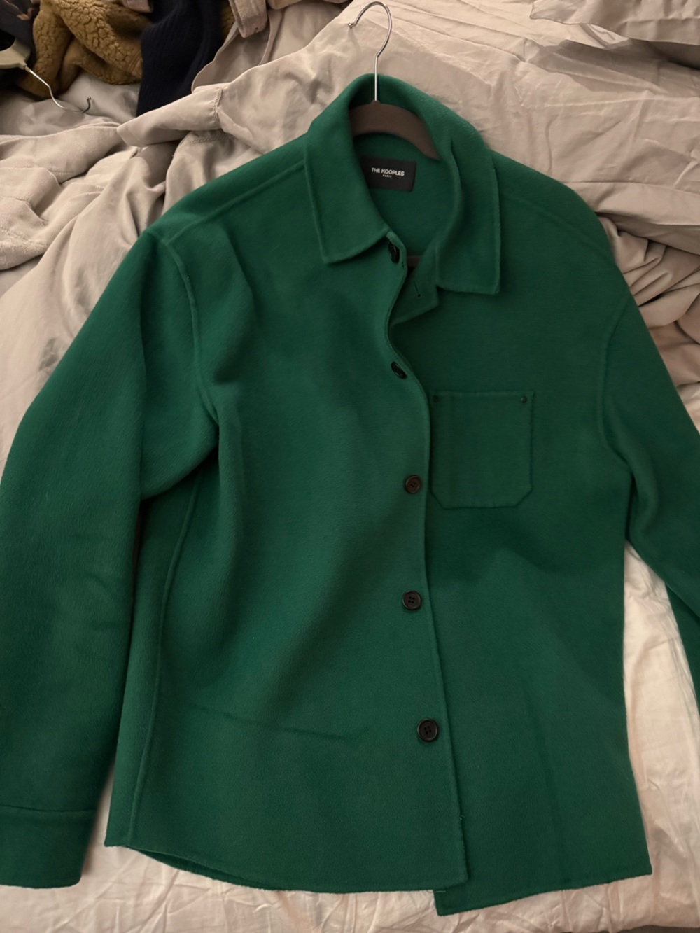 The Kooples Forest Green Button-Up Wool Coat